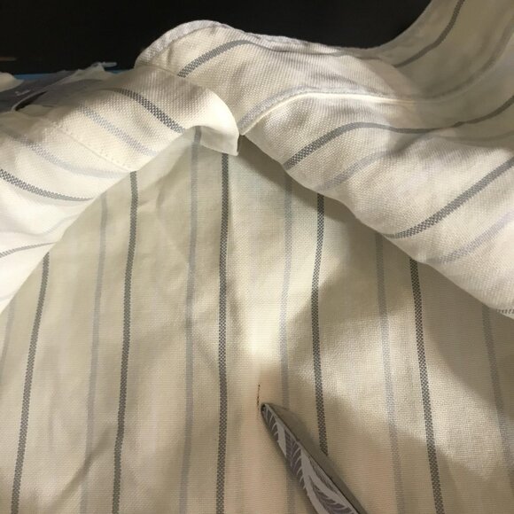 Ermenegildo Zegna Shirt Mens XL White Blue Stripe Long Sleeve Button Up Dress - Picture 10 of 11